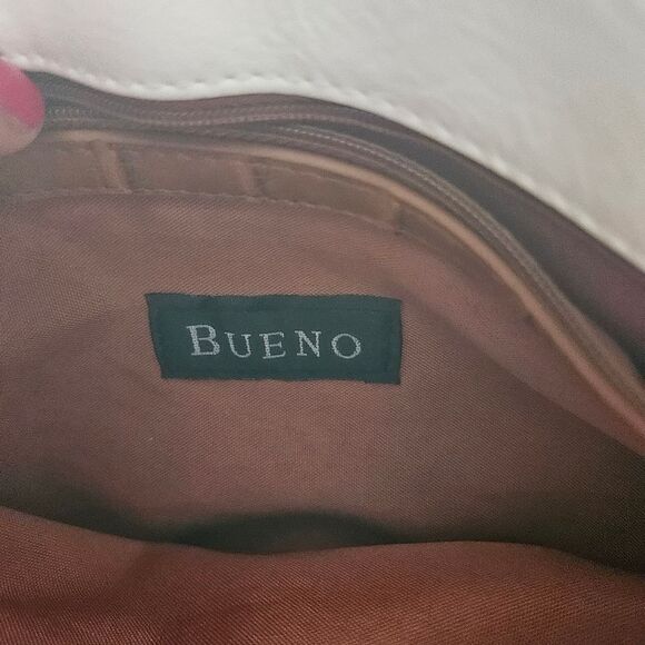 Bueno White Cognac Faux Leather Shoulder Purse Bag Key Cell Pockets Country Chic - Picture 15 of 15